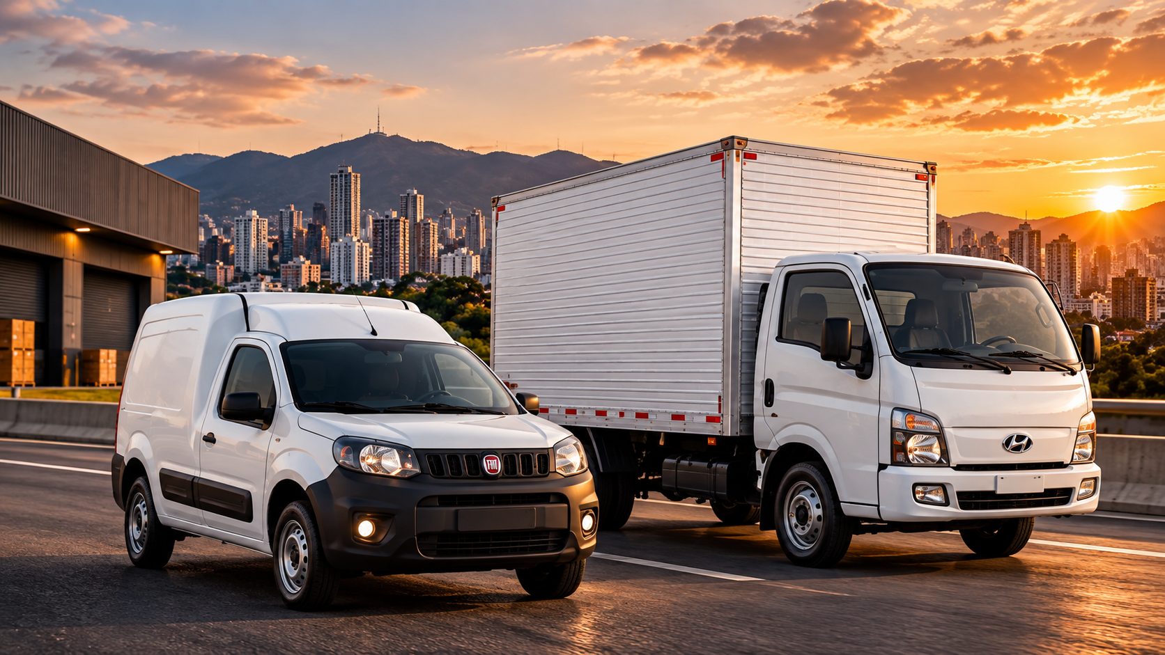 Fiorino e caminhão pequeno utilizados pela JV Transporte